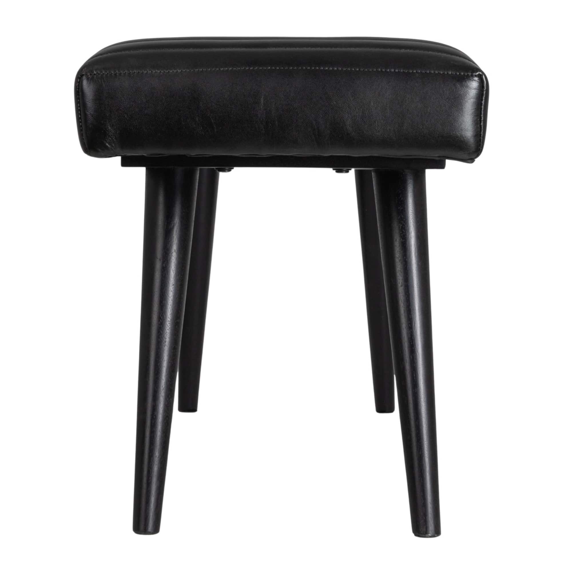 Hello Honey® Black Mango Wood & Leather Grid Bench